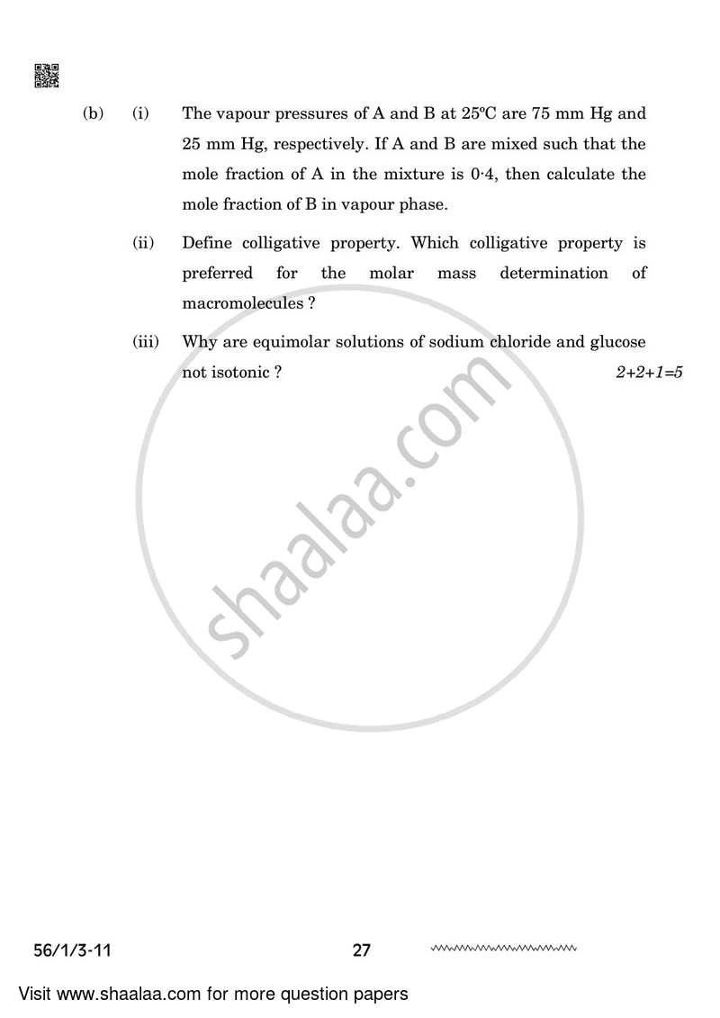 Chemistry 2023-2024 - CBSE 12th - Class 12 - CBSE (Central Board of Secondary Education) question paper with PDF download
