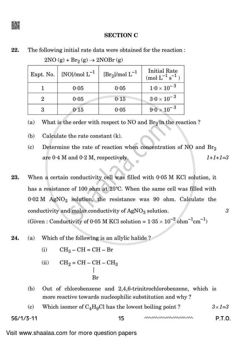 Chemistry 2023-2024 - CBSE 12th - Class 12 - CBSE (Central Board of Secondary Education) question paper with PDF download