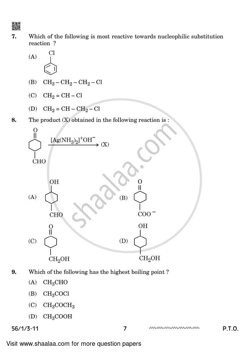 Chemistry 2023-2024 - CBSE 12th - Class 12 - CBSE (Central Board of Secondary Education) question paper with PDF download