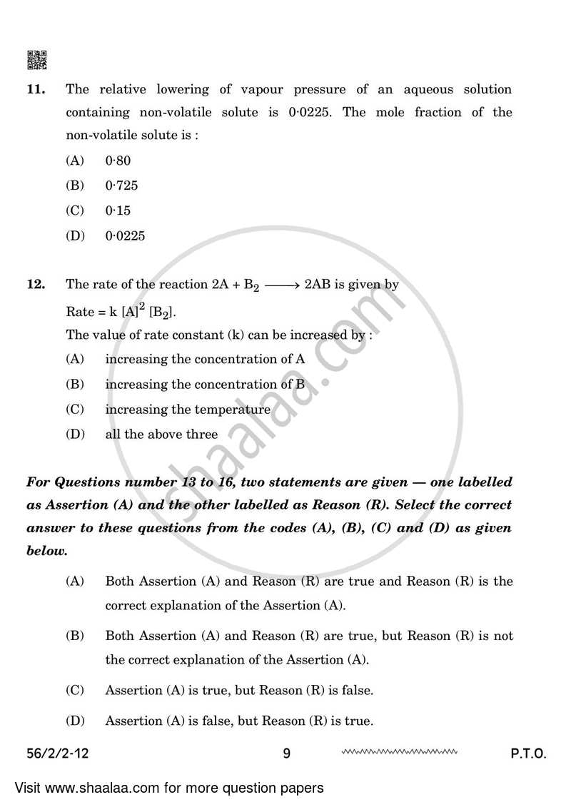 Chemistry 2023-2024 - CBSE 12th - Class 12 - CBSE (Central Board of Secondary Education) question paper with PDF download