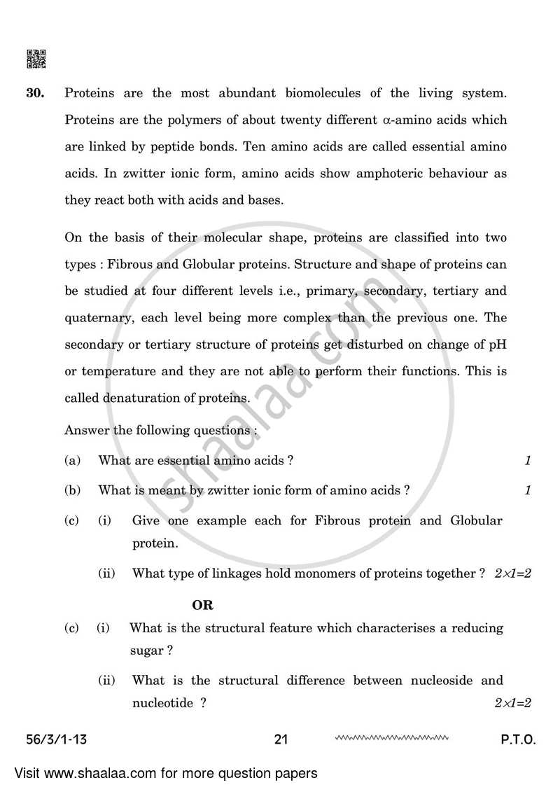 Chemistry 2023-2024 - CBSE 12th - Class 12 - CBSE (Central Board of Secondary Education) question paper with PDF download