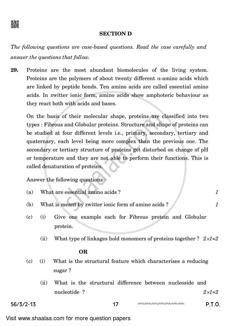 Chemistry 2023-2024 - CBSE 12th - Class 12 - CBSE (Central Board of Secondary Education) question paper with PDF download