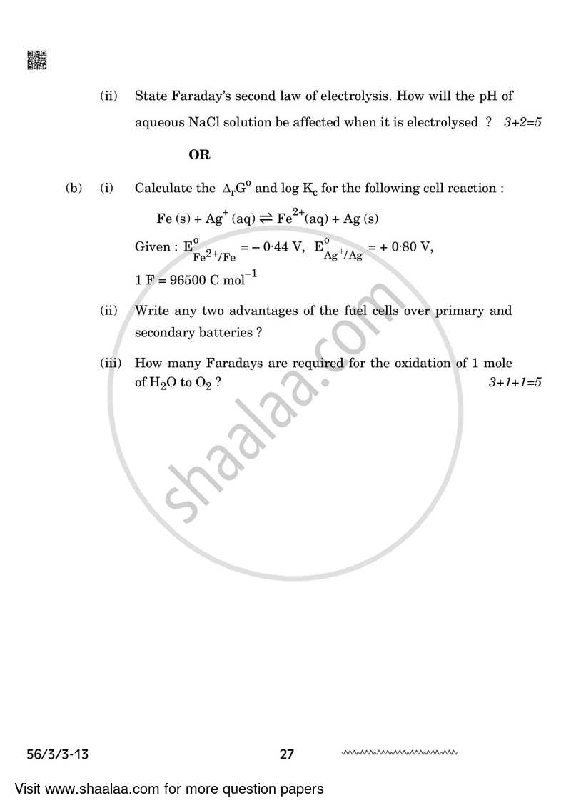 Chemistry 2023-2024 - CBSE 12th - Class 12 - CBSE (Central Board of Secondary Education) question paper with PDF download