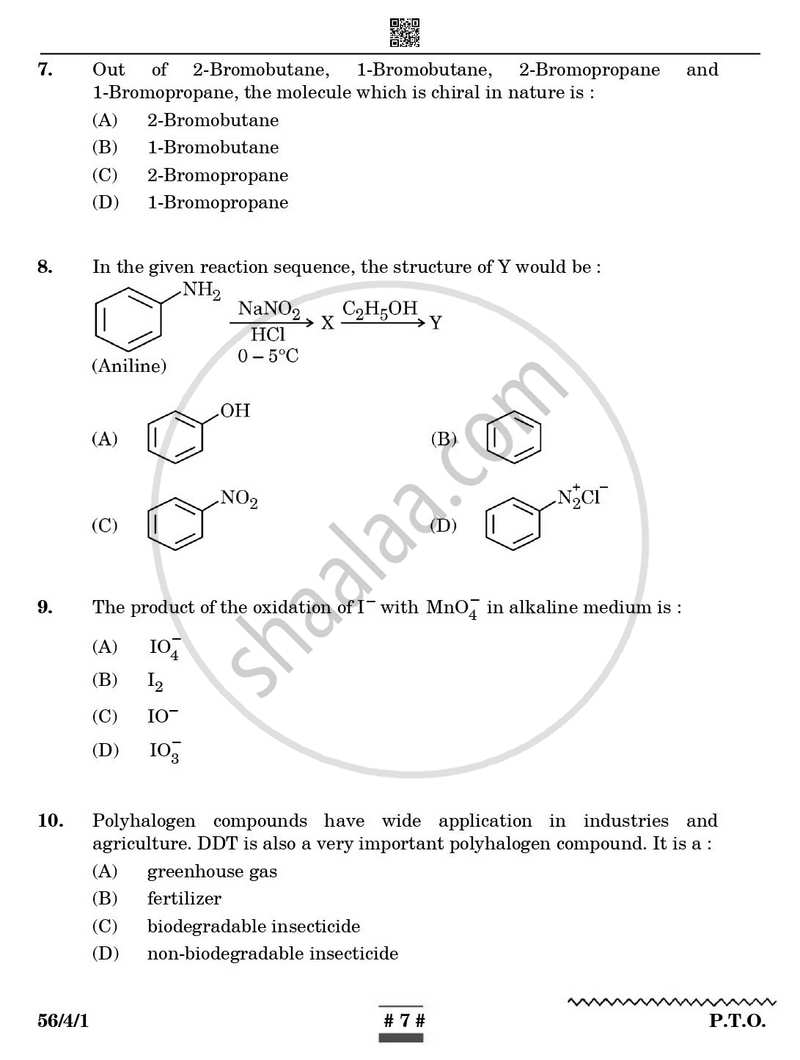 Chemistry 2024-2025 - CBSE 12th - Class 12 - CBSE (Central Board of Secondary Education) question paper with PDF download