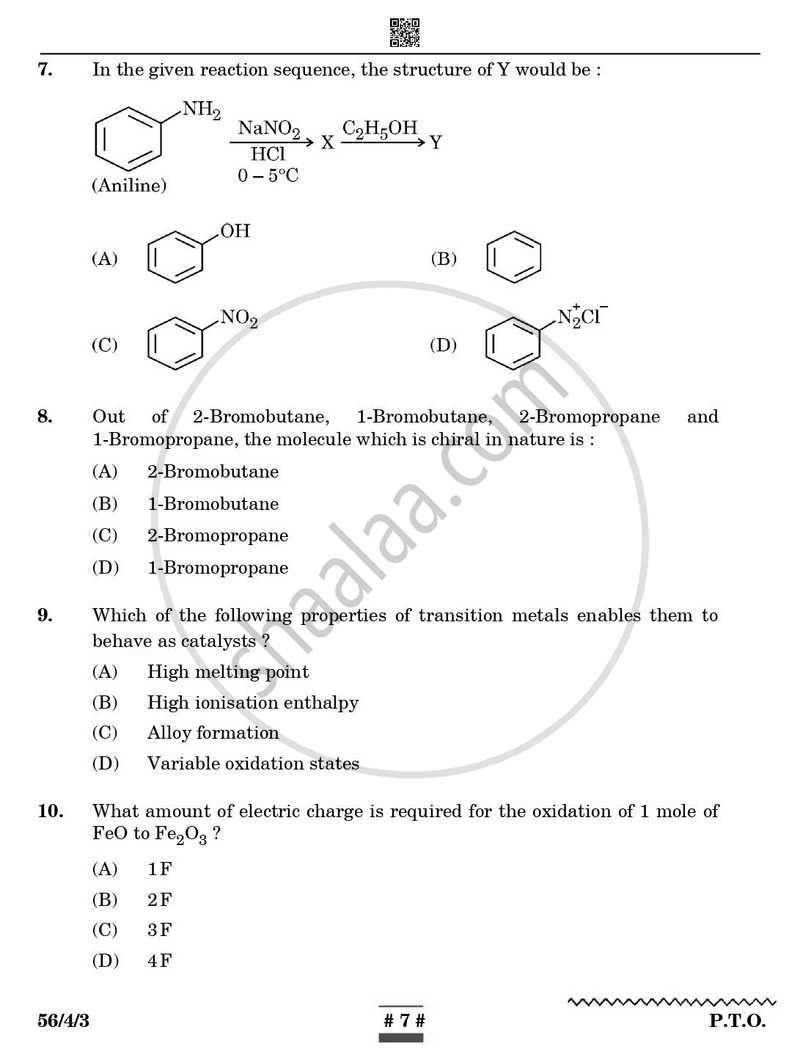 Chemistry 2024-2025 - CBSE 12th - Class 12 - CBSE (Central Board of Secondary Education) question paper with PDF download