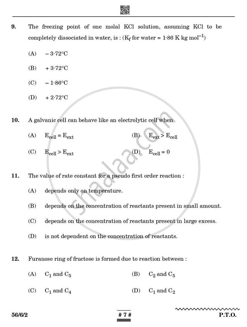 Chemistry 2024-2025 - CBSE 12th - Class 12 - CBSE (Central Board of Secondary Education) question paper with PDF download