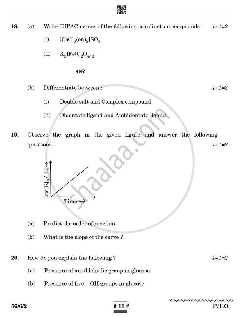 Chemistry 2024-2025 - CBSE 12th - Class 12 - CBSE (Central Board of Secondary Education) question paper with PDF download