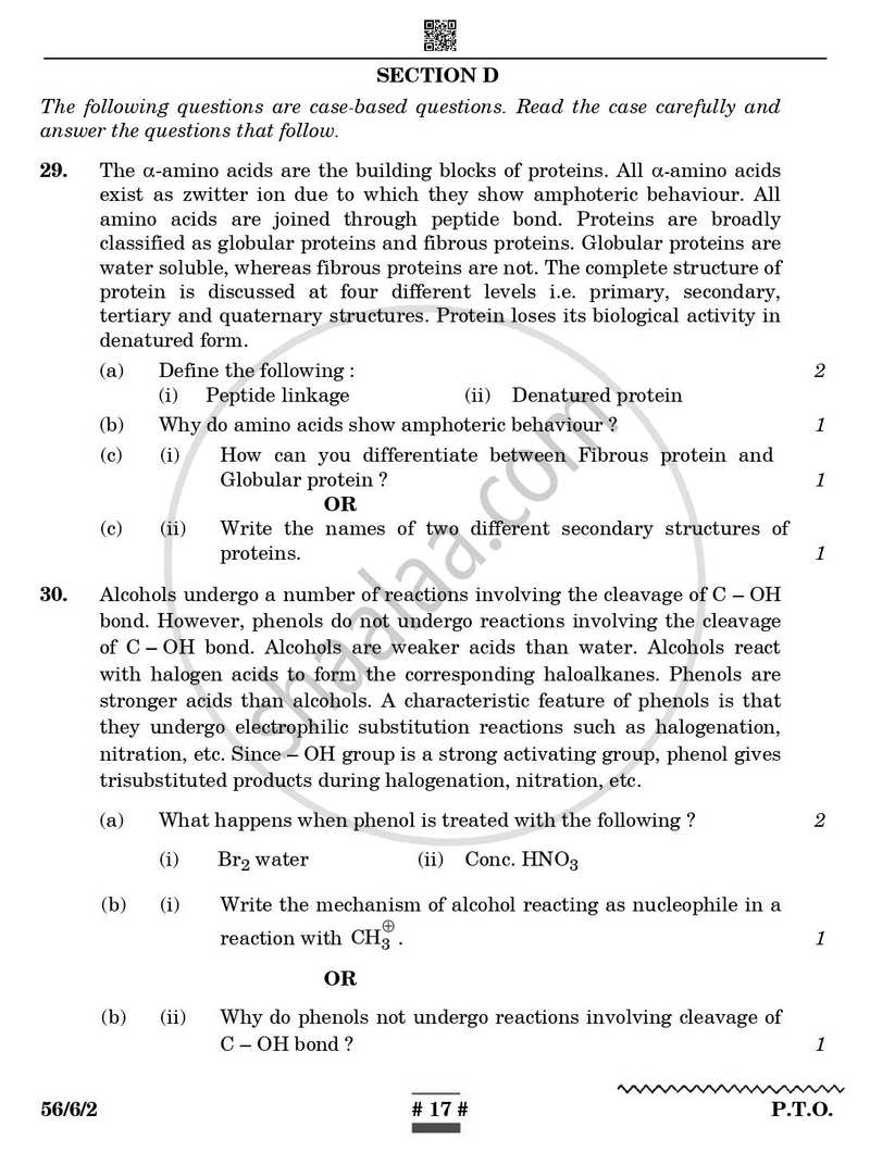 Chemistry 2024-2025 - CBSE 12th - Class 12 - CBSE (Central Board of Secondary Education) question paper with PDF download