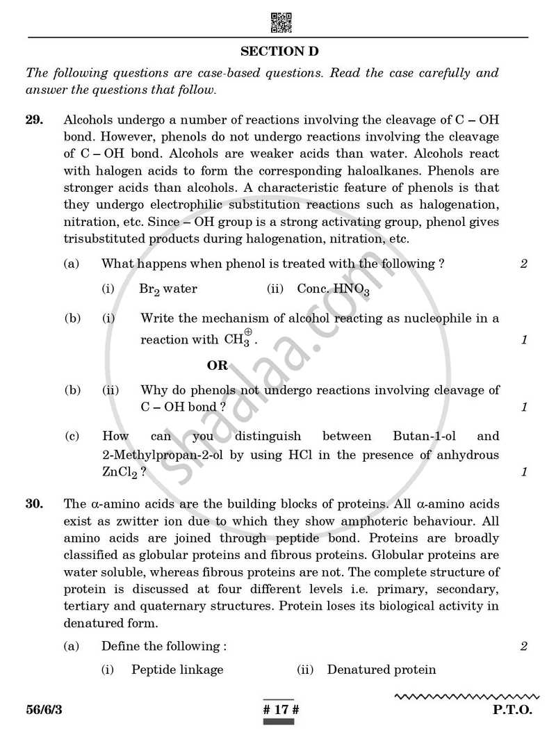 Chemistry 2024-2025 - CBSE 12th - Class 12 - CBSE (Central Board of Secondary Education) question paper with PDF download