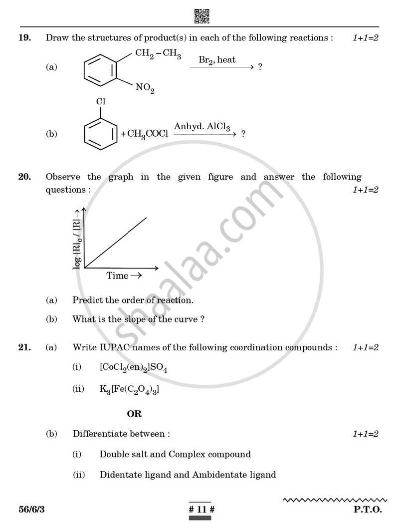 Chemistry 2024-2025 - CBSE 12th - Class 12 - CBSE (Central Board of Secondary Education) question paper with PDF download
