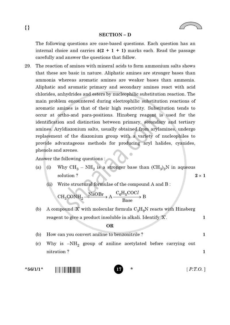 Chemistry 2025-2026 - CBSE 12th - Class 12 - CBSE (Central Board of Secondary Education) question paper with PDF download