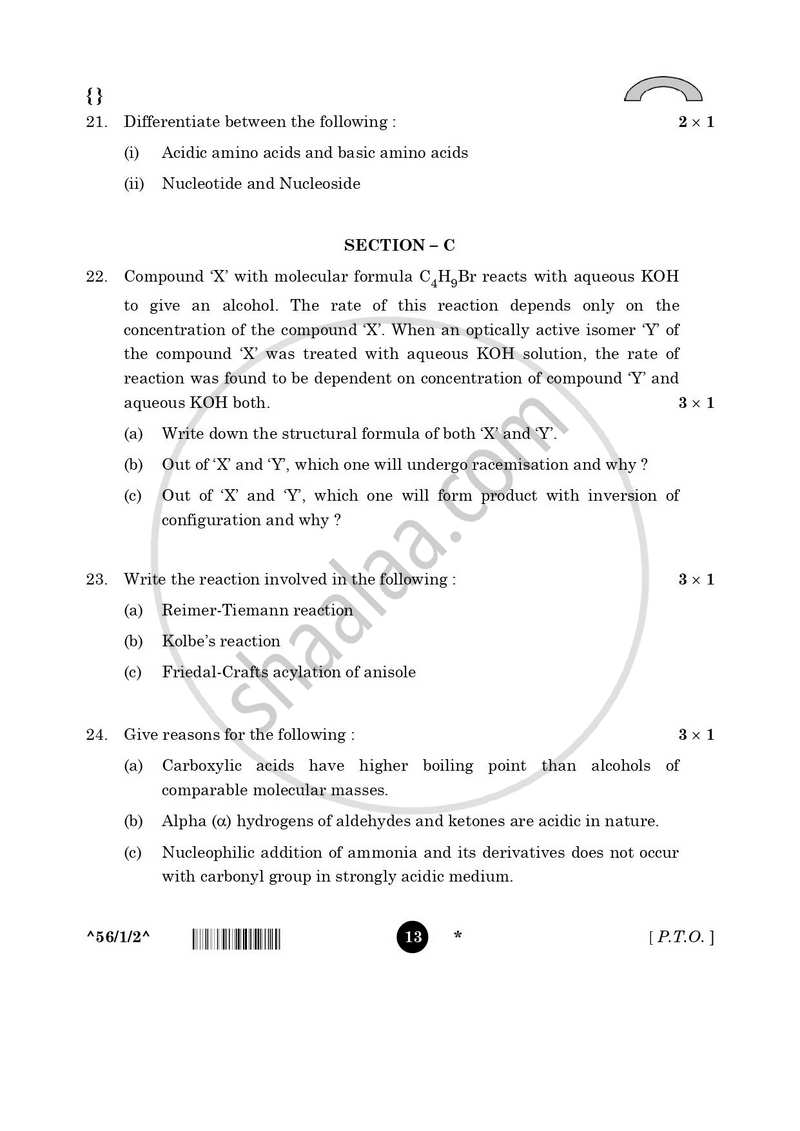 Chemistry 2025-2026 - CBSE 12th - Class 12 - CBSE (Central Board of Secondary Education) question paper with PDF download