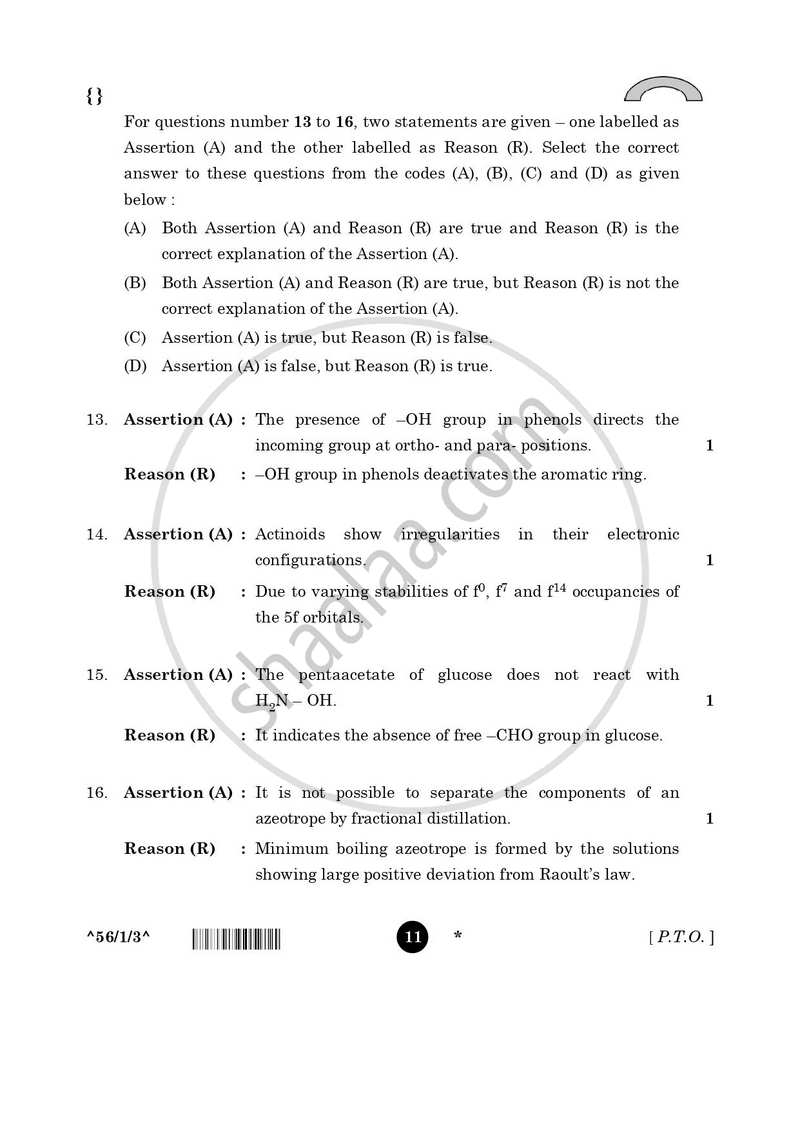 Chemistry 2025-2026 - CBSE 12th - Class 12 - CBSE (Central Board of Secondary Education) question paper with PDF download