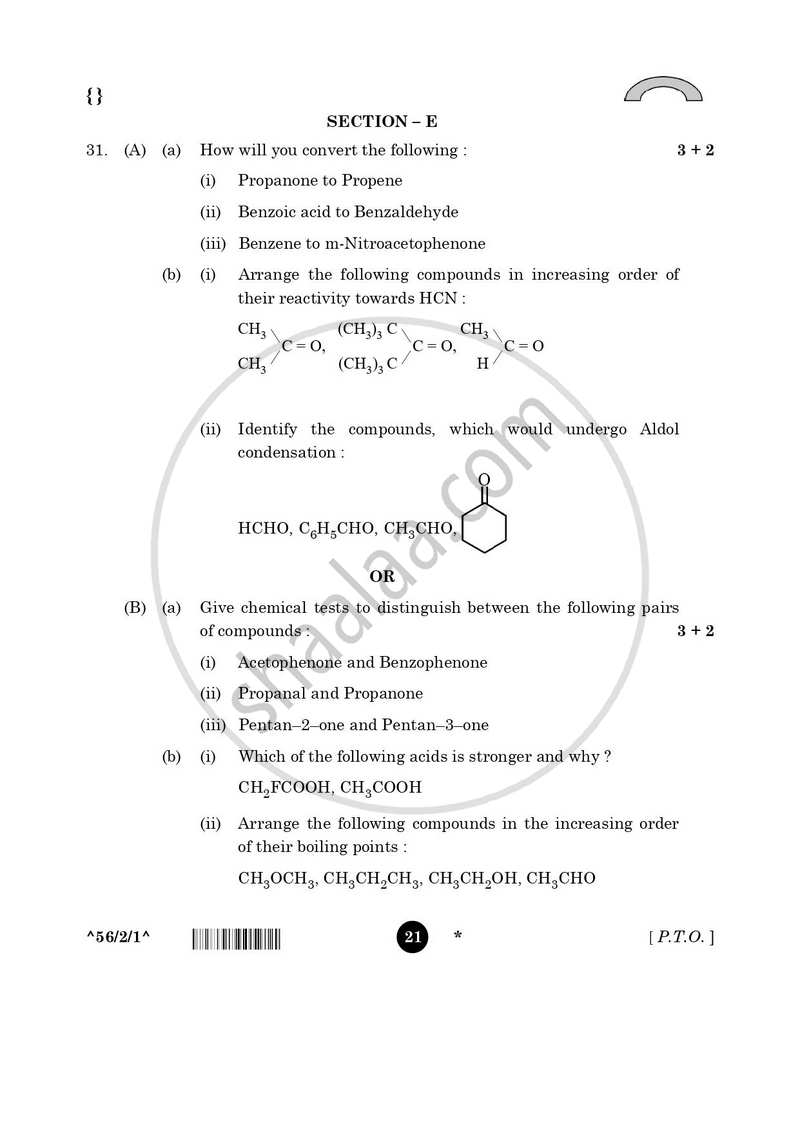 Chemistry 2025-2026 - CBSE 12th - Class 12 - CBSE (Central Board of Secondary Education) question paper with PDF download