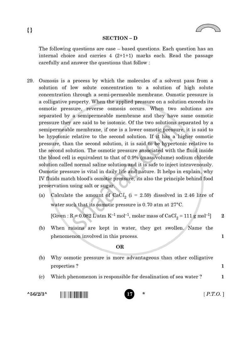 Chemistry 2025-2026 - CBSE 12th - Class 12 - CBSE (Central Board of Secondary Education) question paper with PDF download