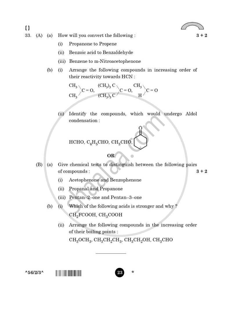 Chemistry 2025-2026 - CBSE 12th - Class 12 - CBSE (Central Board of Secondary Education) question paper with PDF download