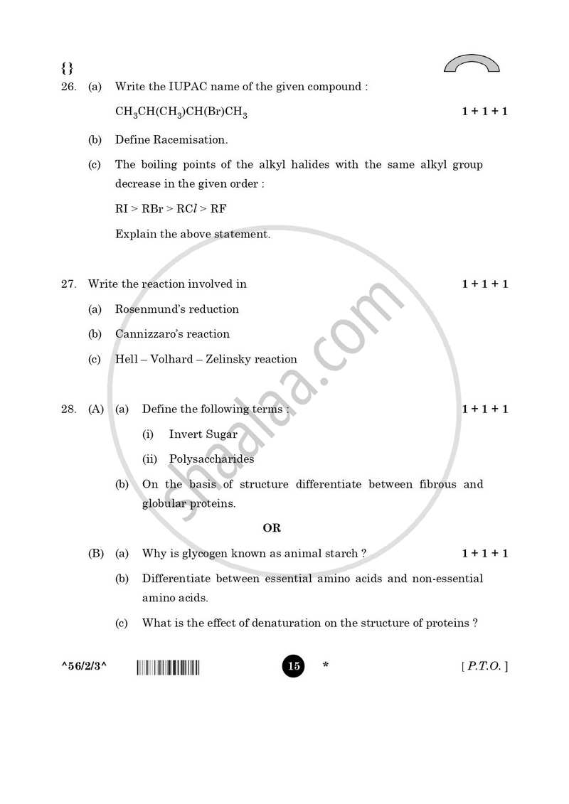 Chemistry 2025-2026 - CBSE 12th - Class 12 - CBSE (Central Board of Secondary Education) question paper with PDF download