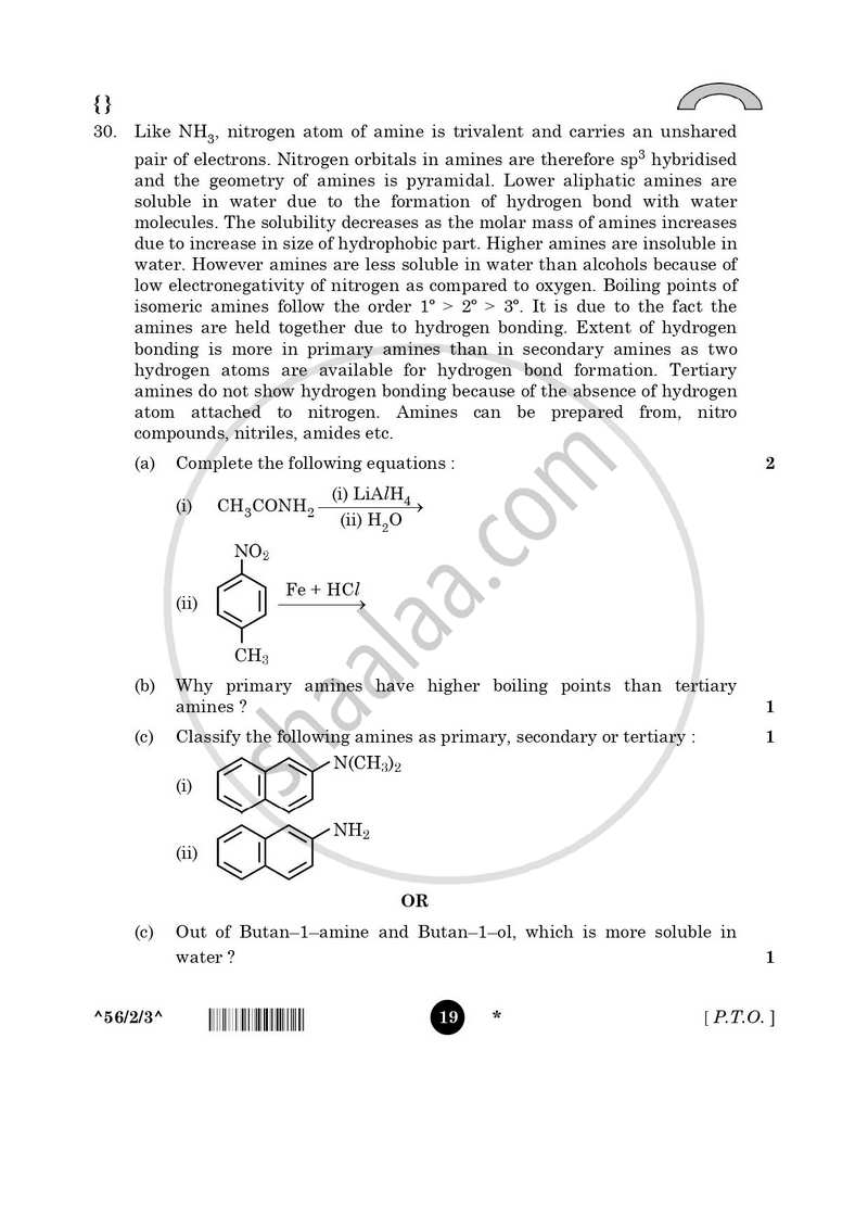 Chemistry 2025-2026 - CBSE 12th - Class 12 - CBSE (Central Board of Secondary Education) question paper with PDF download