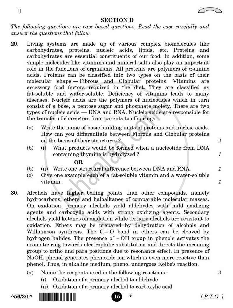 Chemistry 2025-2026 - CBSE 12th - Class 12 - CBSE (Central Board of Secondary Education) question paper with PDF download
