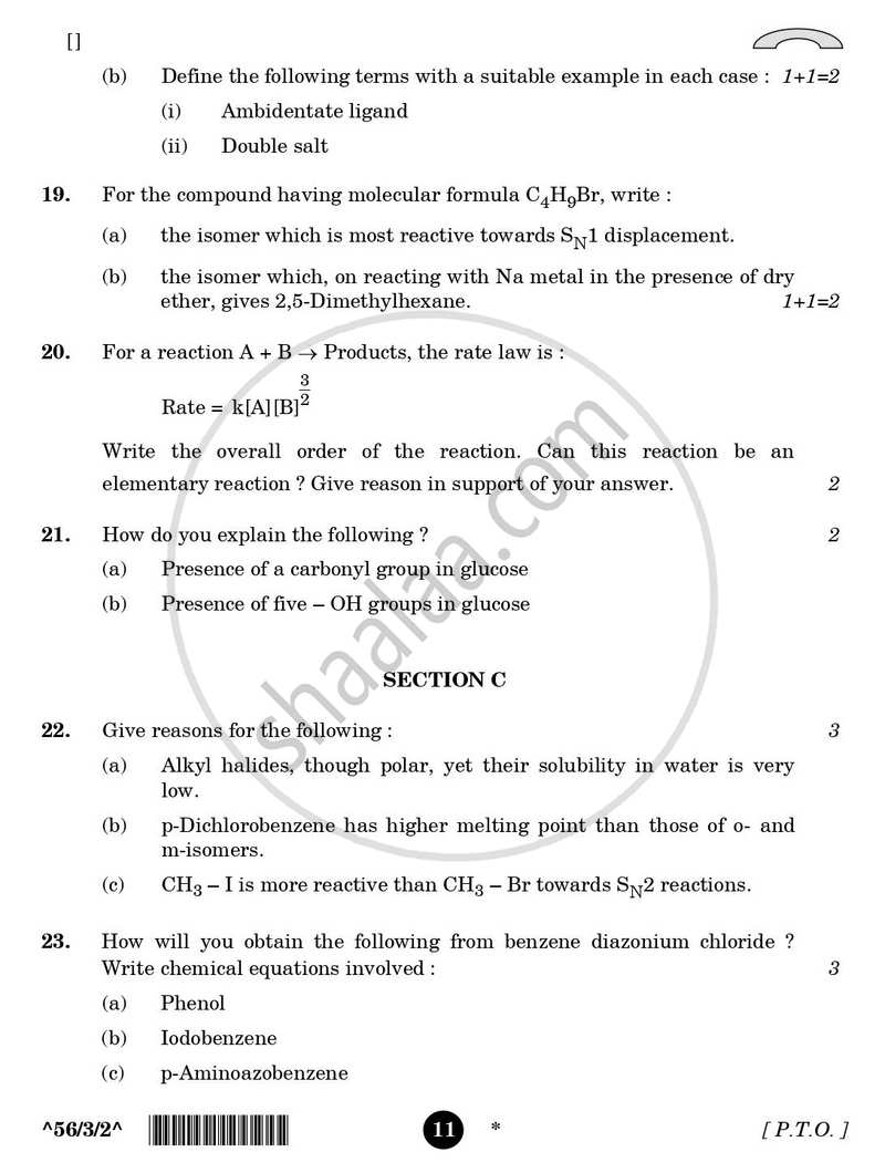 Chemistry 2025-2026 - CBSE 12th - Class 12 - CBSE (Central Board of Secondary Education) question paper with PDF download