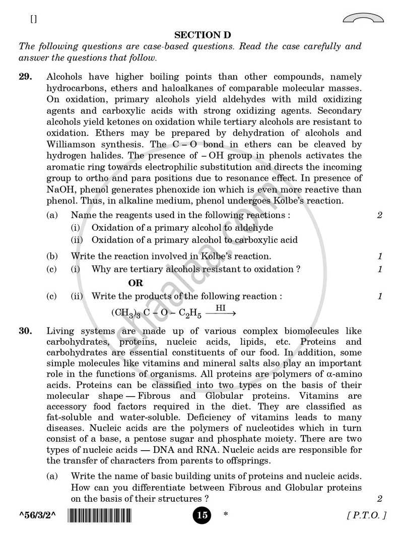 Chemistry 2025-2026 - CBSE 12th - Class 12 - CBSE (Central Board of Secondary Education) question paper with PDF download