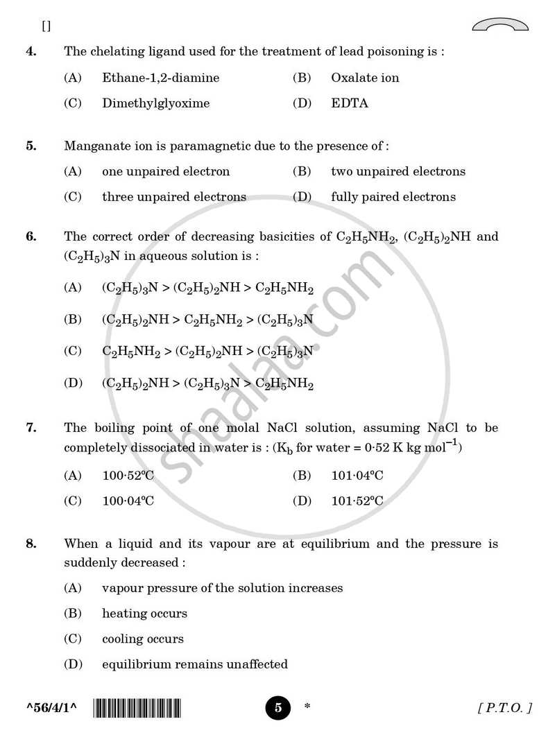 Chemistry 2025-2026 - CBSE 12th - Class 12 - CBSE (Central Board of Secondary Education) question paper with PDF download