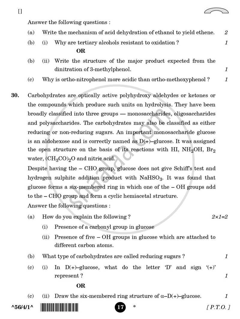 Chemistry 2025-2026 - CBSE 12th - Class 12 - CBSE (Central Board of Secondary Education) question paper with PDF download