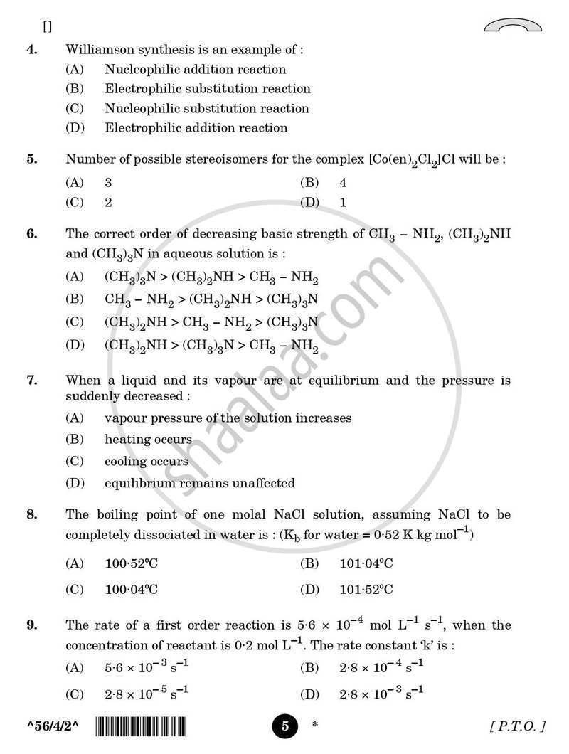 Chemistry 2025-2026 - CBSE 12th - Class 12 - CBSE (Central Board of Secondary Education) question paper with PDF download