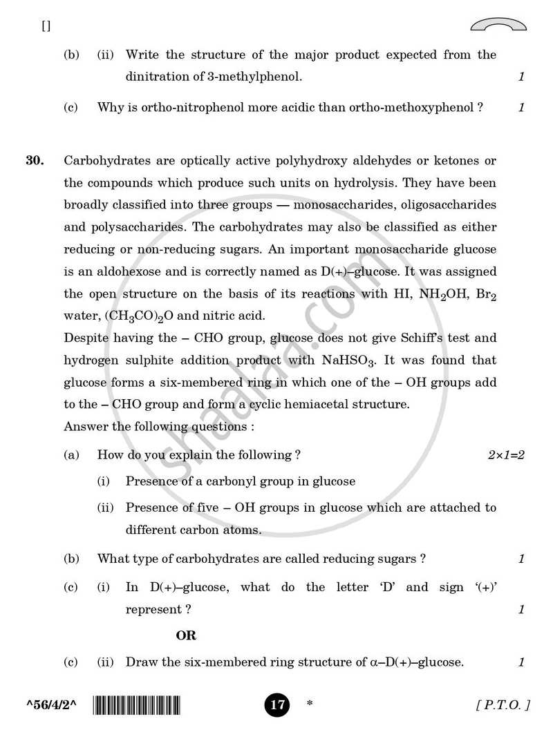 Chemistry 2025-2026 - CBSE 12th - Class 12 - CBSE (Central Board of Secondary Education) question paper with PDF download