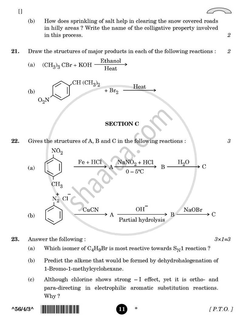 Chemistry 2025-2026 - CBSE 12th - Class 12 - CBSE (Central Board of Secondary Education) question paper with PDF download