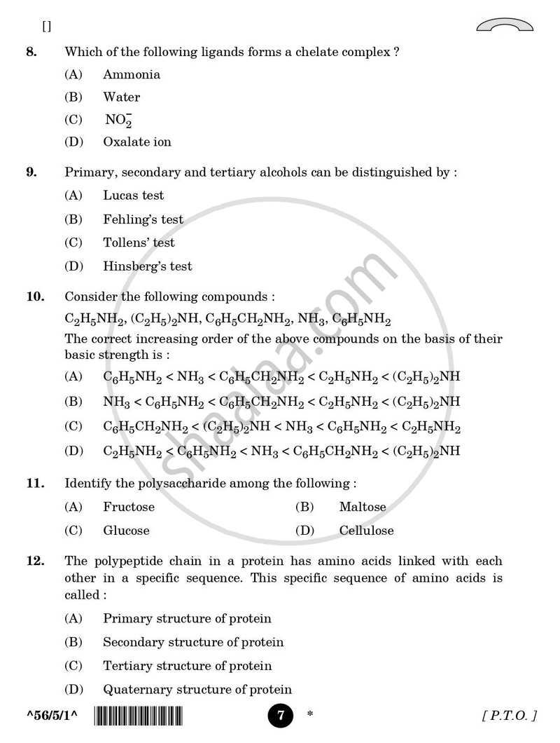 Chemistry 2025-2026 - CBSE 12th - Class 12 - CBSE (Central Board of Secondary Education) question paper with PDF download