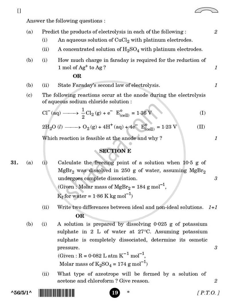 Chemistry 2025-2026 - CBSE 12th - Class 12 - CBSE (Central Board of Secondary Education) question paper with PDF download