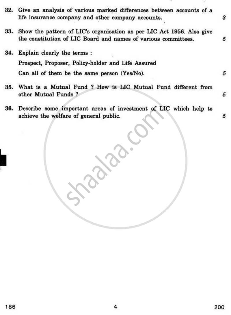 Computers and Life Insurance Administration 2010-2011 - CBSE 12th - Class 12 - CBSE (Central Board of Secondary Education) question paper with PDF download