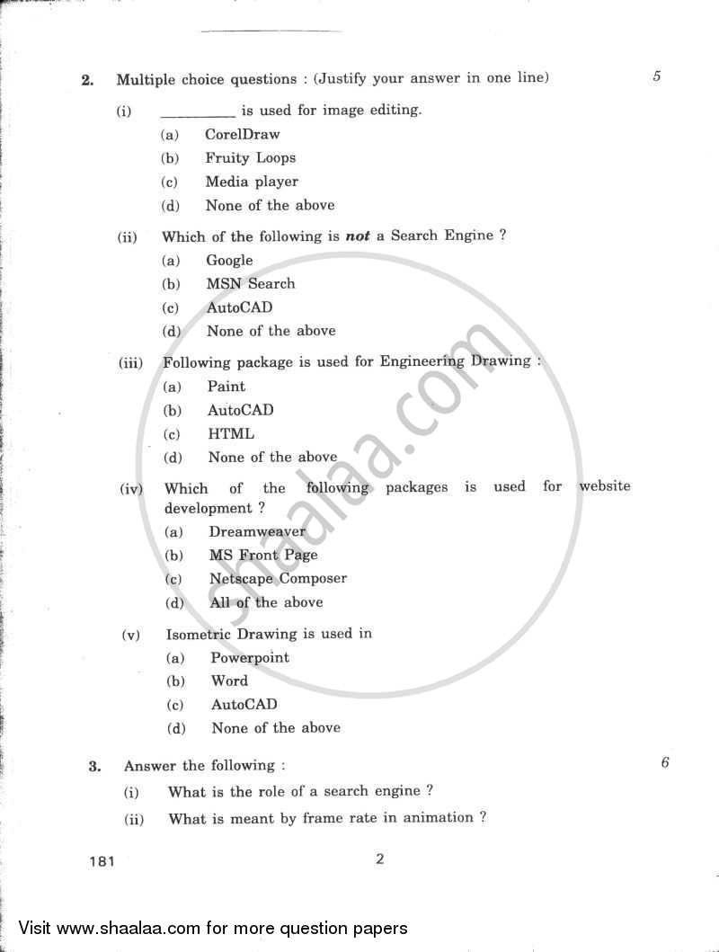 DTP CAD and Multimedia 2009-2010 - CBSE 12th - Class 12 - CBSE (Central Board of Secondary Education) question paper with PDF download