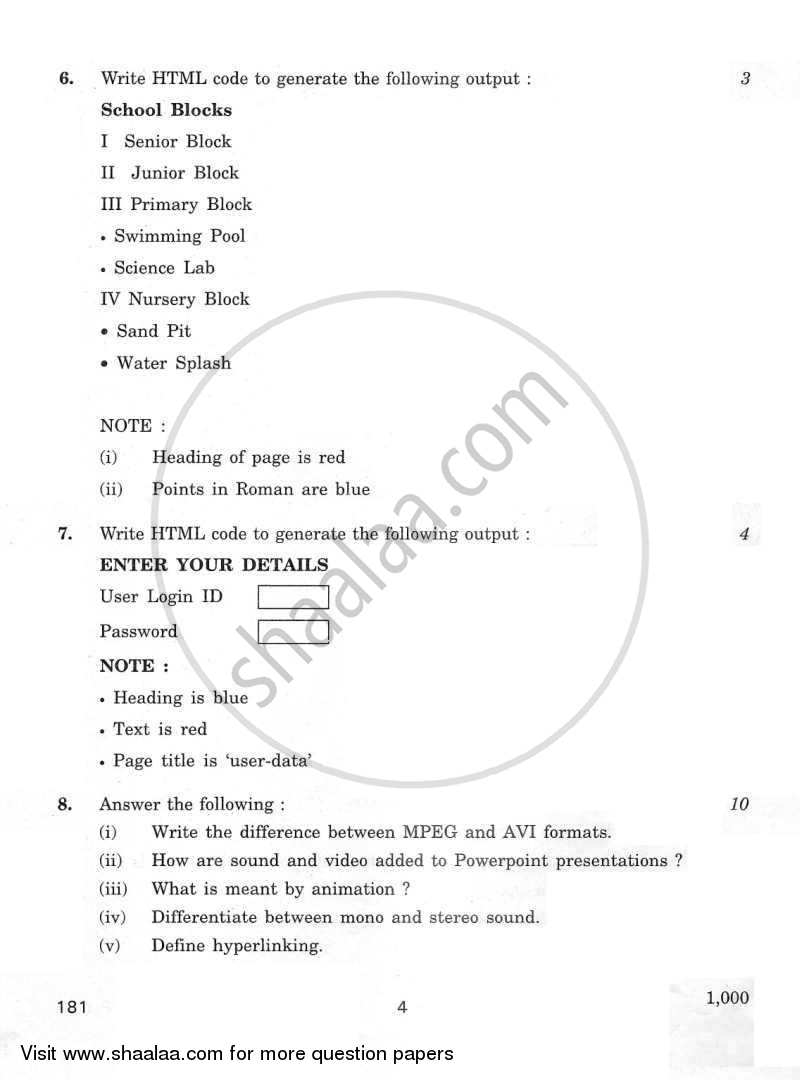 DTP CAD and Multimedia 2011-2012 - CBSE 12th - Class 12 - CBSE (Central Board of Secondary Education) question paper with PDF download