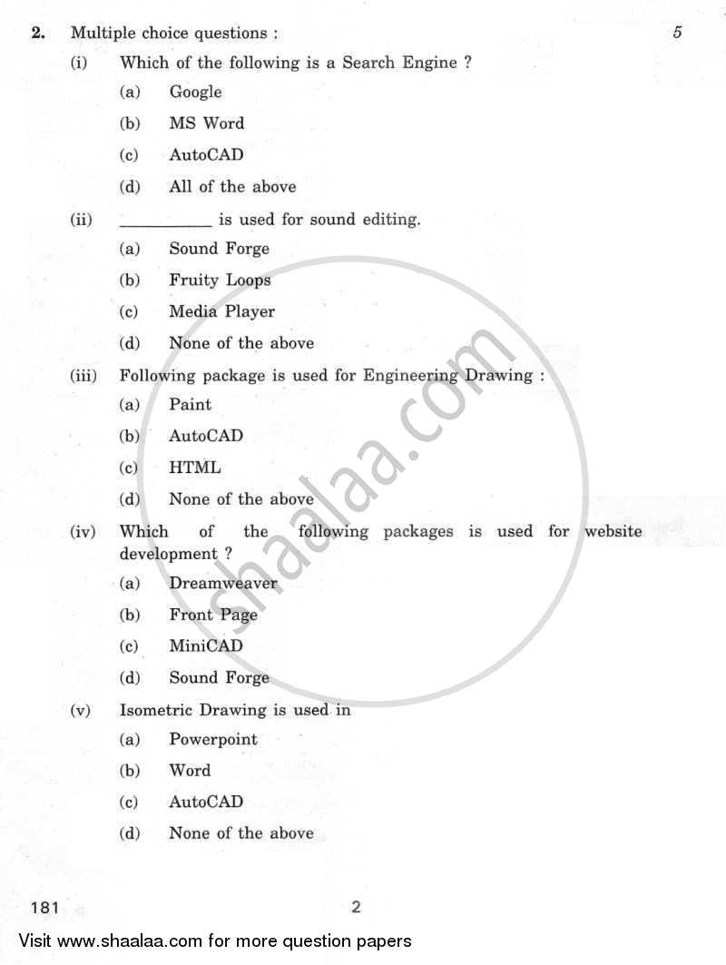 DTP CAD and Multimedia 2011-2012 - CBSE 12th - Class 12 - CBSE (Central Board of Secondary Education) question paper with PDF download