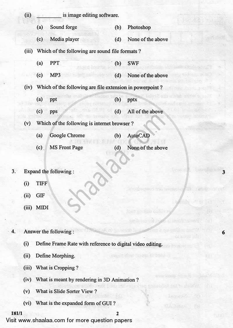 DTP CAD and Multimedia 2012-2013 - CBSE 12th - Class 12 - CBSE (Central Board of Secondary Education) question paper with PDF download