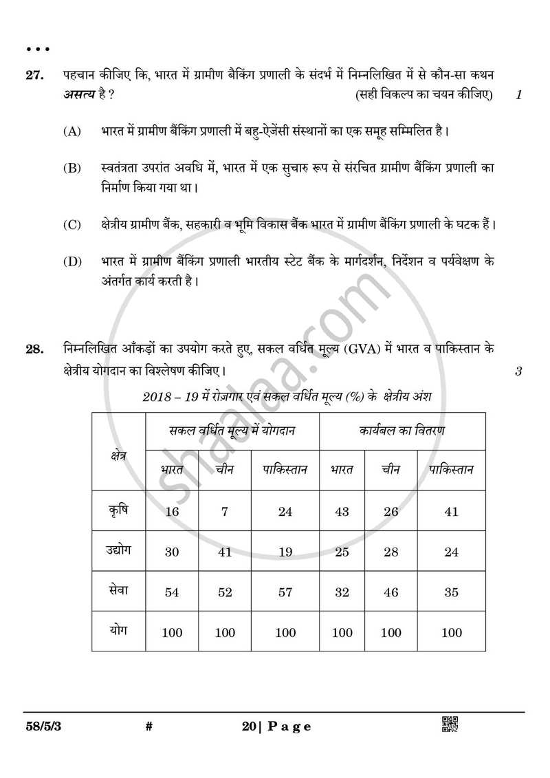 Economics (अर्थशास्त्र) 2024-2025 - CBSE 12th - Class 12 [कक्षा १२] - CBSE (Central Board of Secondary Education) question paper with PDF download