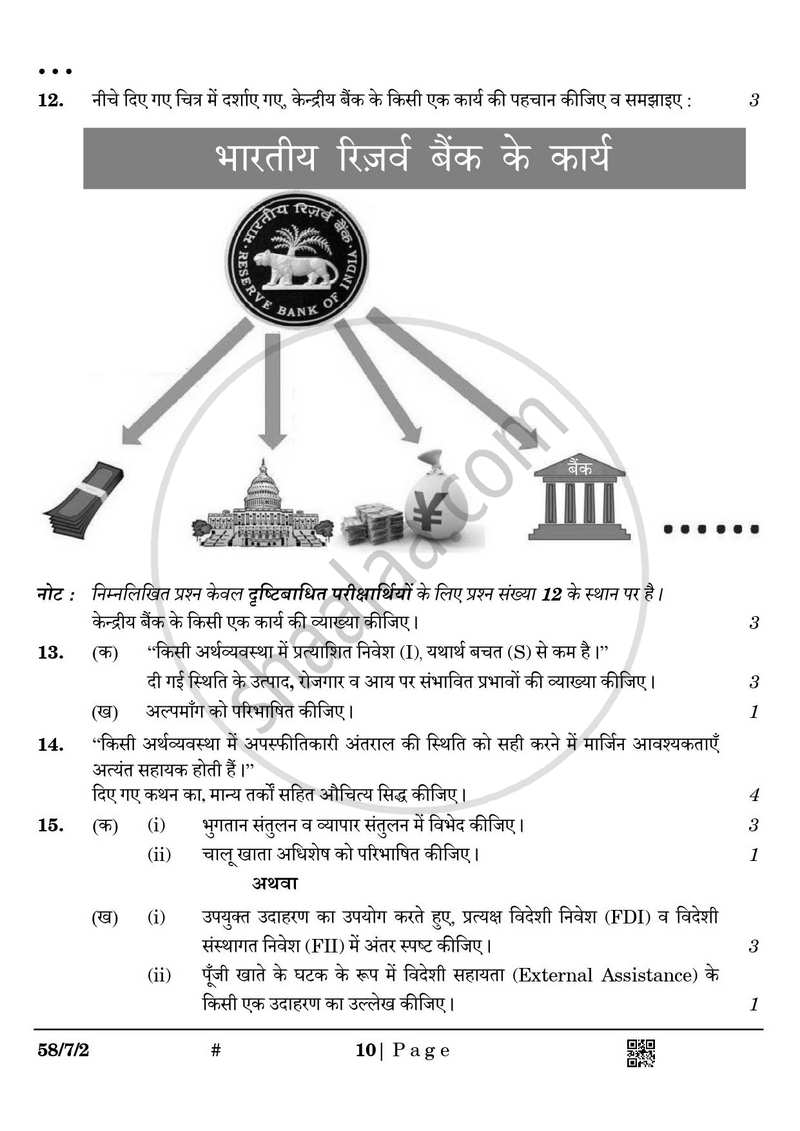 Economics (अर्थशास्त्र) 2024-2025 - CBSE 12th - Class 12 [कक्षा १२] - CBSE (Central Board of Secondary Education) question paper with PDF download