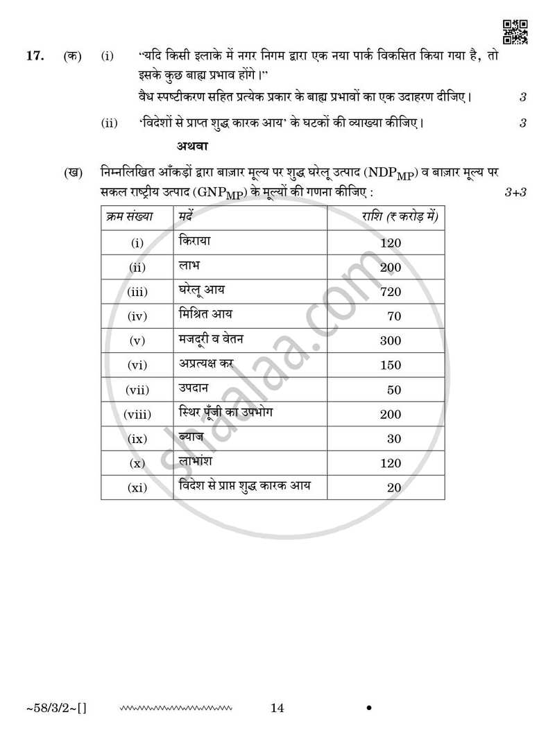 Economics (अर्थशास्त्र) 2025-2026 - CBSE 12th - Class 12 [कक्षा १२] - CBSE (Central Board of Secondary Education) question paper with PDF download