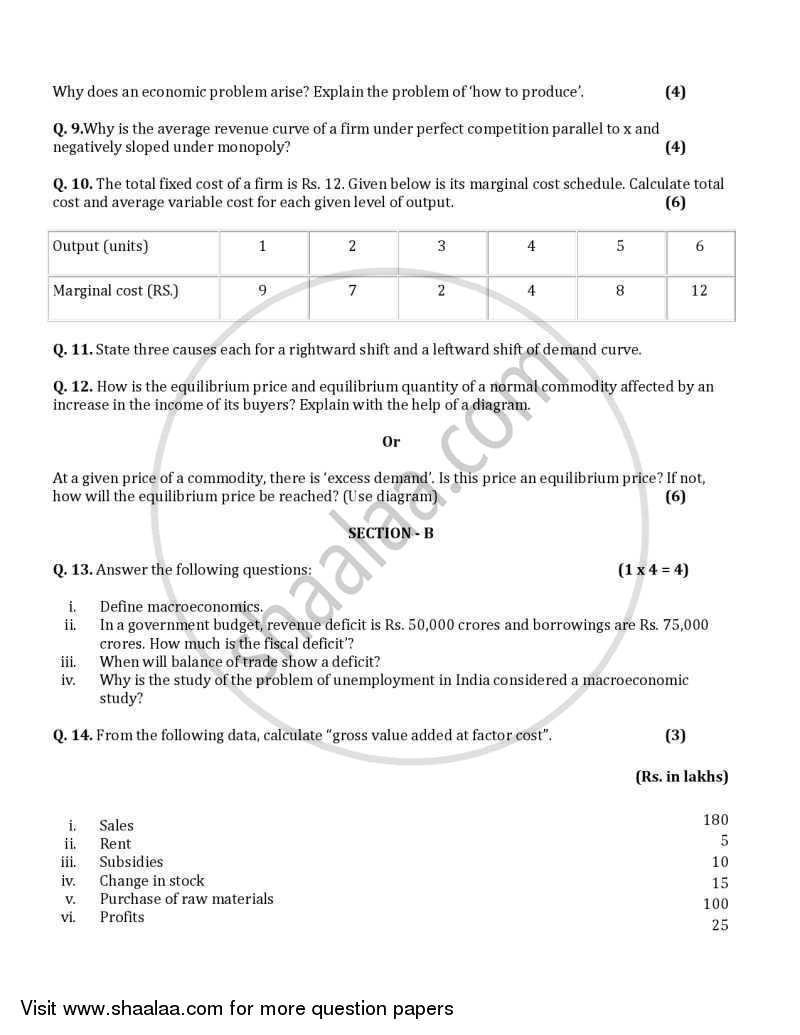 Economics 2005-2006 - CBSE 12th - Class 12 - CBSE (Central Board of Secondary Education) question paper with PDF download