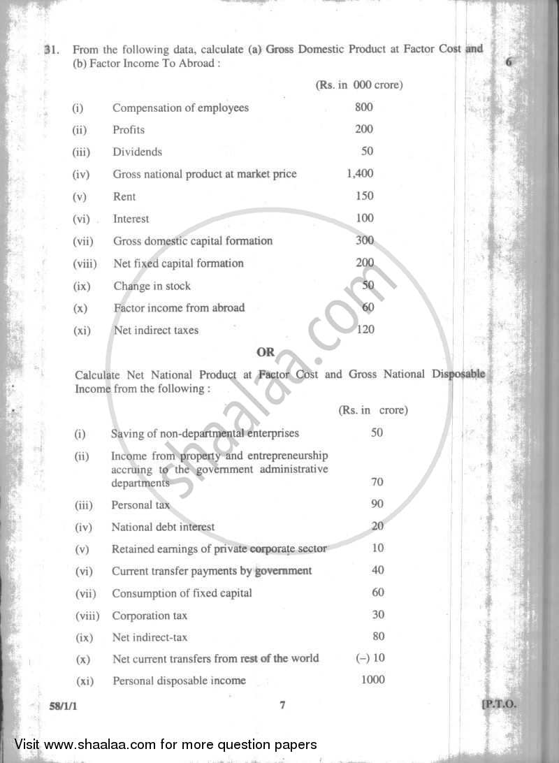 Economics 2009-2010 - CBSE 12th - Class 12 - CBSE (Central Board of Secondary Education) question paper with PDF download