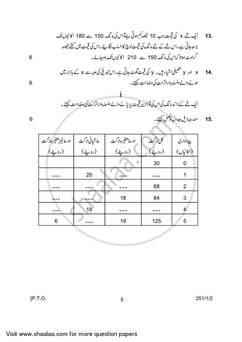 Economics 2016-2017 - CBSE 12th - Class 12 - CBSE (Central Board of Secondary Education) question paper with PDF download