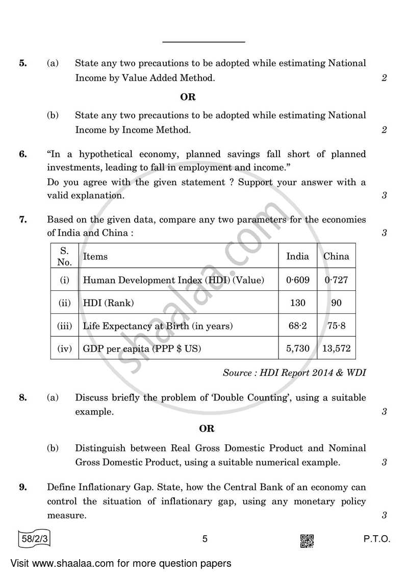 Economics 2021-2022 - CBSE 12th - Class 12 - CBSE (Central Board of Secondary Education) question paper with PDF download