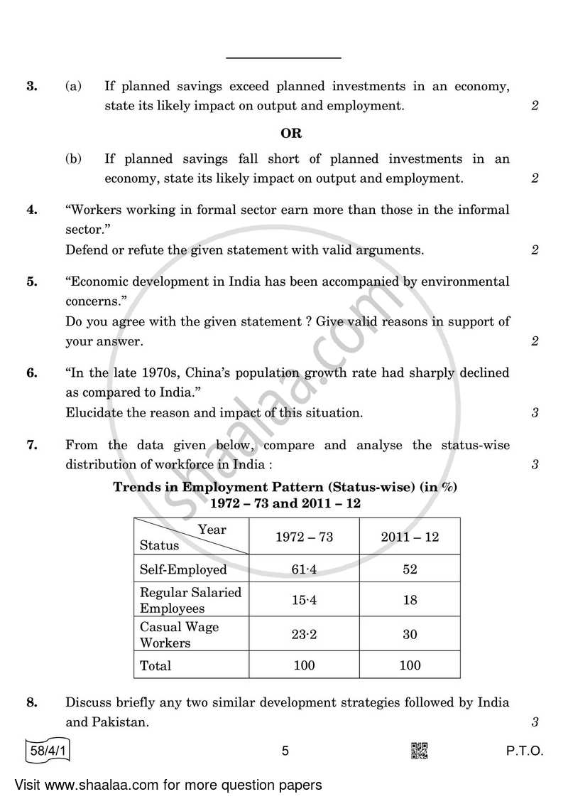 Economics 2021-2022 - CBSE 12th - Class 12 - CBSE (Central Board of Secondary Education) question paper with PDF download