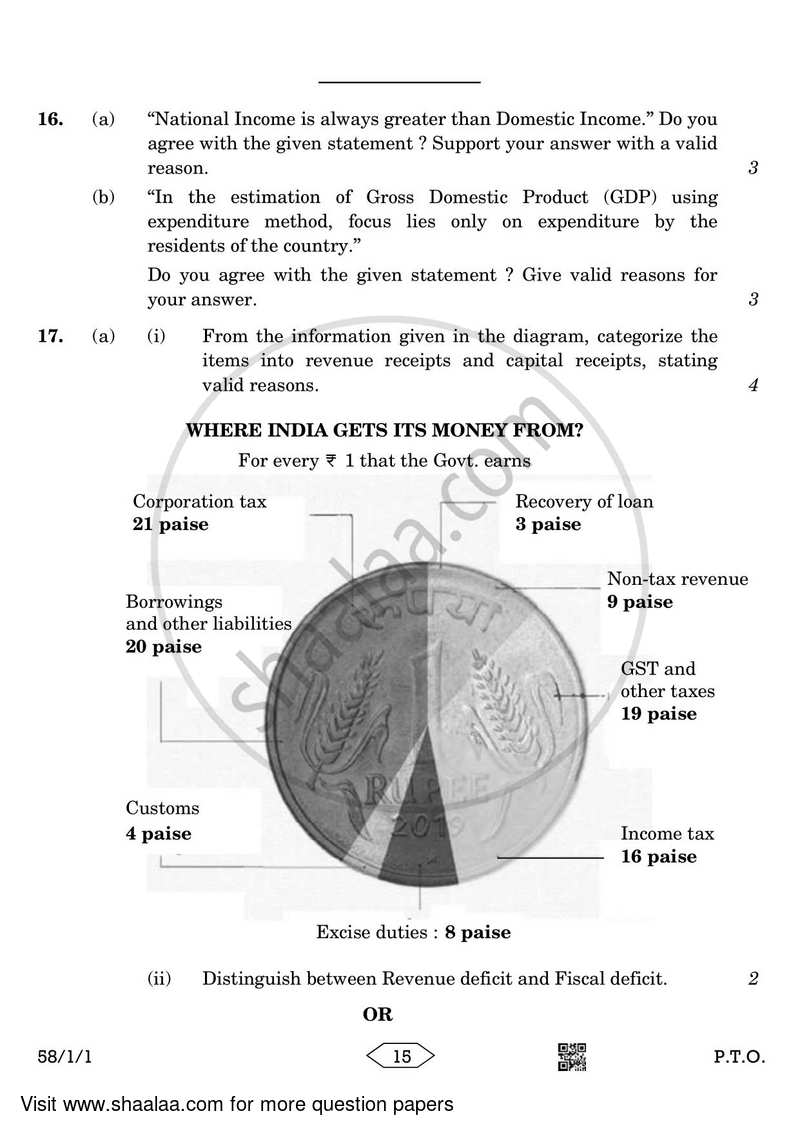 Economics 2022-2023 - CBSE 12th - Class 12 - CBSE (Central Board of Secondary Education) question paper with PDF download