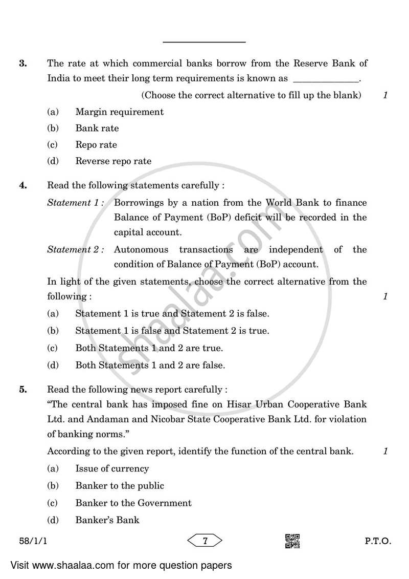 Economics 2022-2023 - CBSE 12th - Class 12 - CBSE (Central Board of Secondary Education) question paper with PDF download