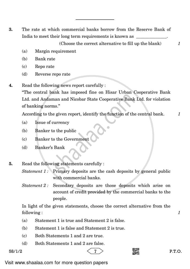 Economics 2022-2023 - CBSE 12th - Class 12 - CBSE (Central Board of Secondary Education) question paper with PDF download