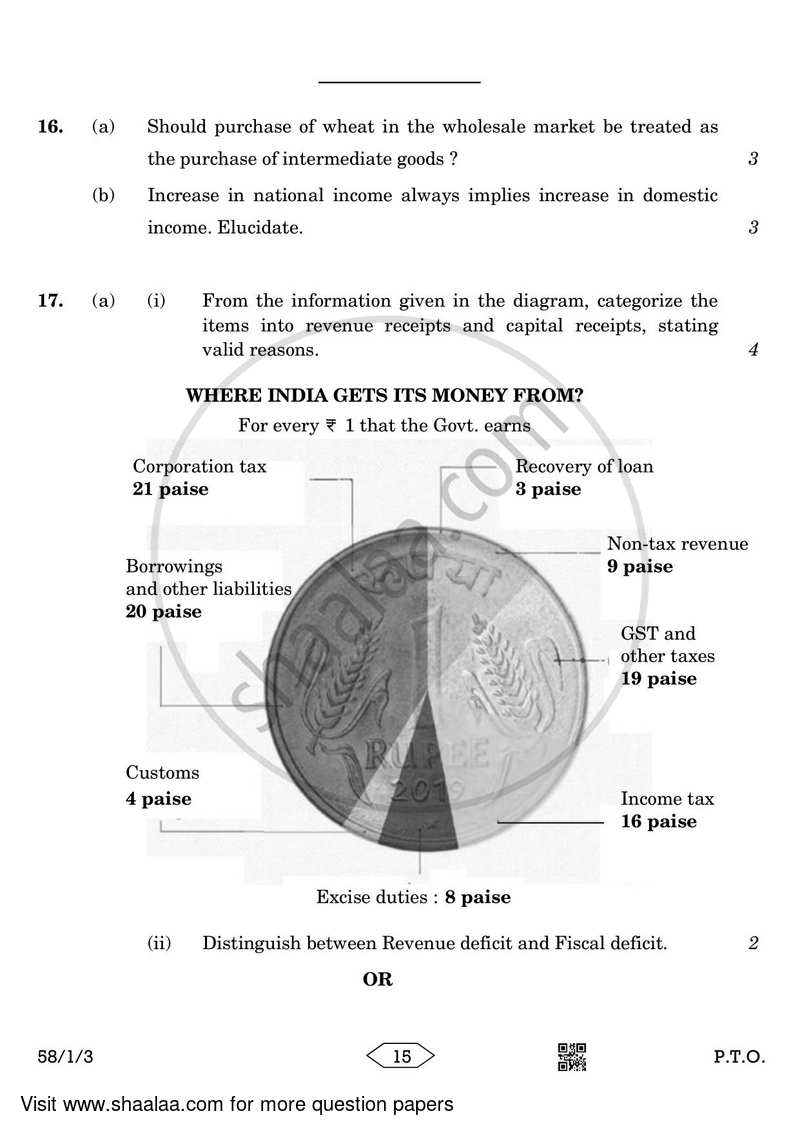 Economics 2022-2023 - CBSE 12th - Class 12 - CBSE (Central Board of Secondary Education) question paper with PDF download