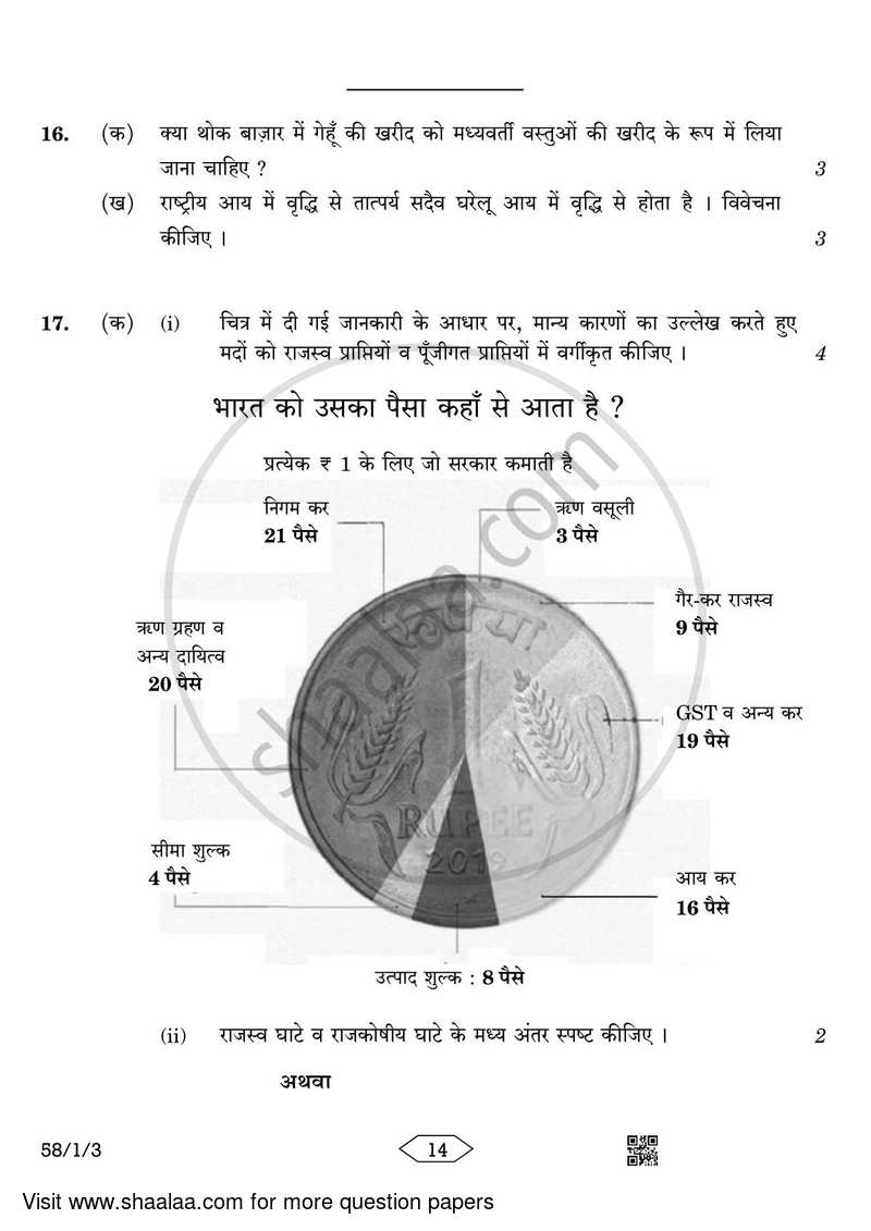 Economics 2022-2023 - CBSE 12th - Class 12 - CBSE (Central Board of Secondary Education) question paper with PDF download